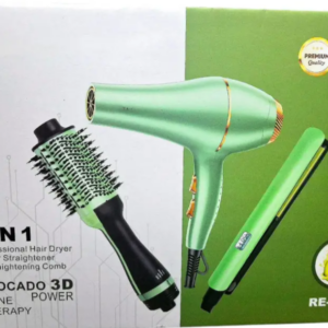 Kit alisado 3 en 1 aguacate: secador, plancha y cepillo